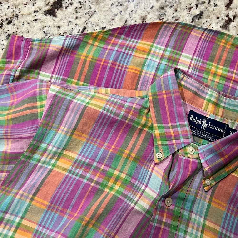 Ralph Lauren 100% cotton Colorful Plaid Cotton Shirt